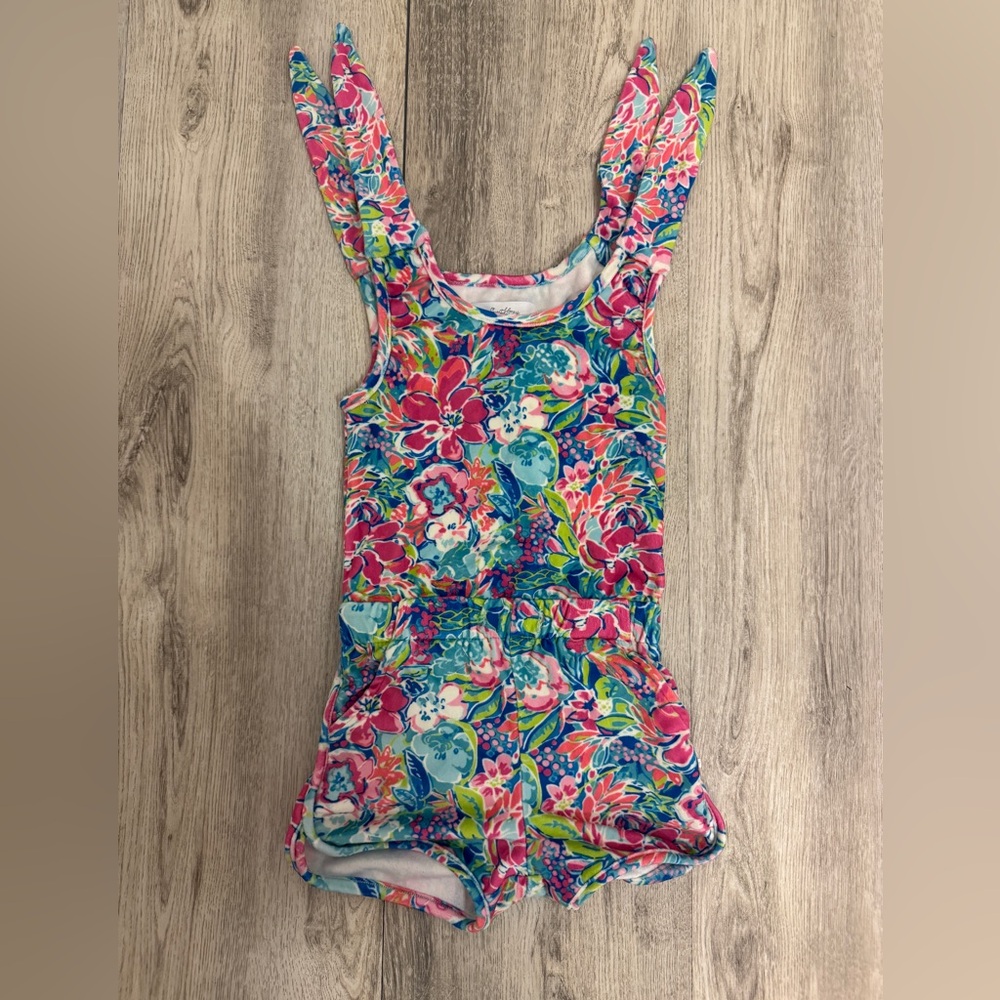 SweetHoney Floral Kids Romper - Pink and Blue - Picture 1 of 3